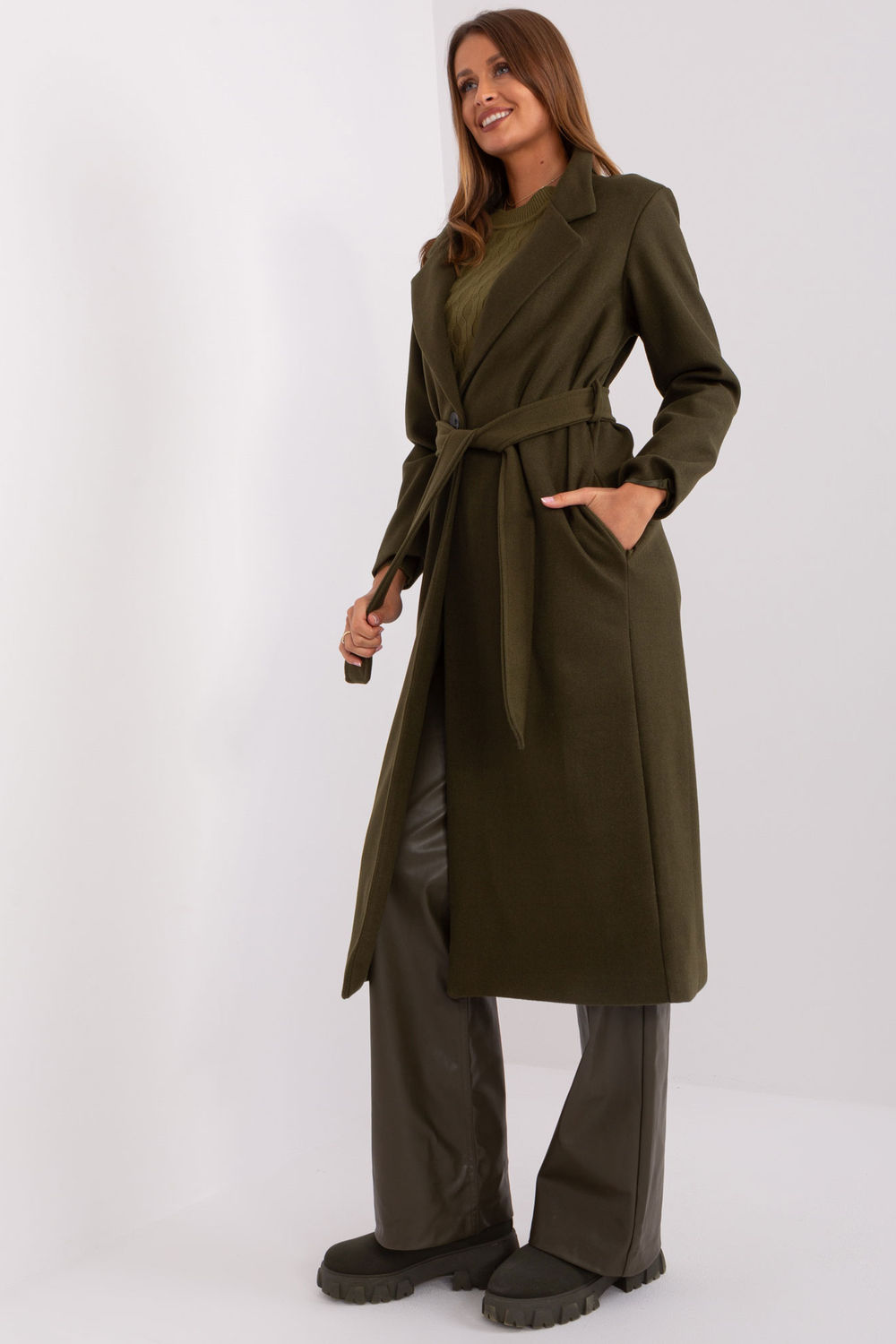 Płaszcz Damski Model TW-PL-BI-5312-1.31 Khaki - Och Bella - obrazek 2
