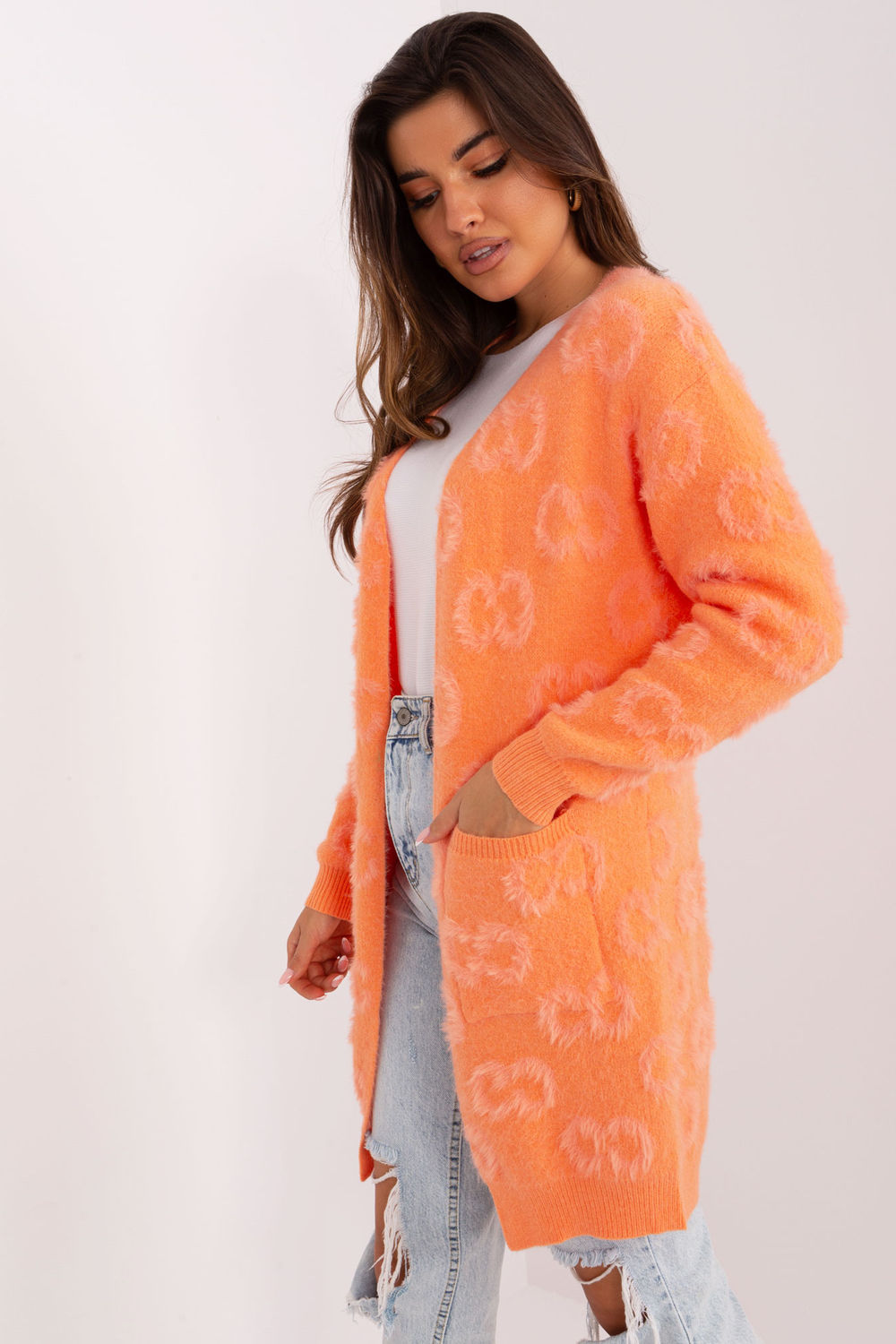 Sweter Kardigan Model AT-SW-234502.38X Orange - AT - obrazek 2