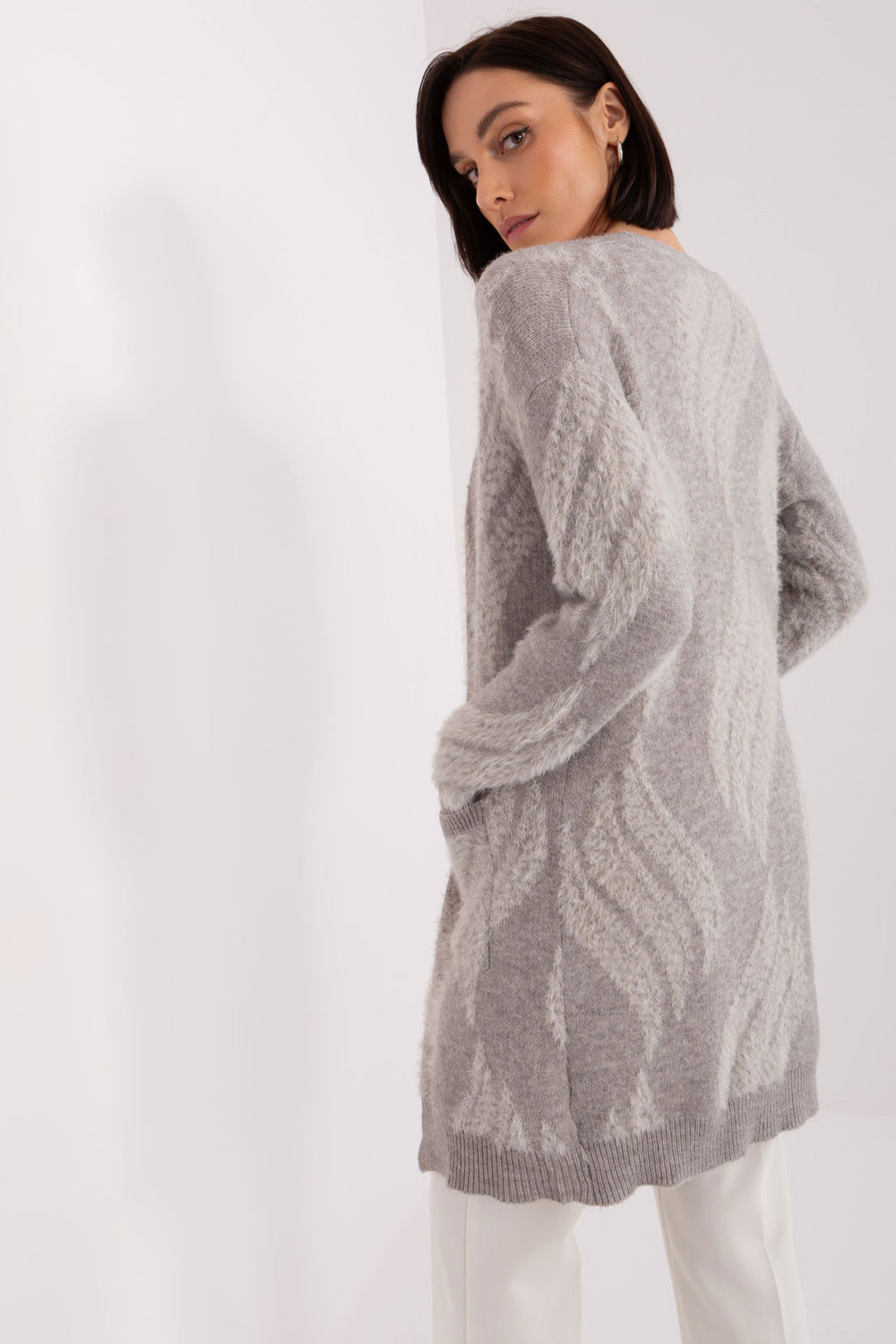 Sweter Kardigan Model AT-SW-234501.00P Grey - AT - obrazek 3