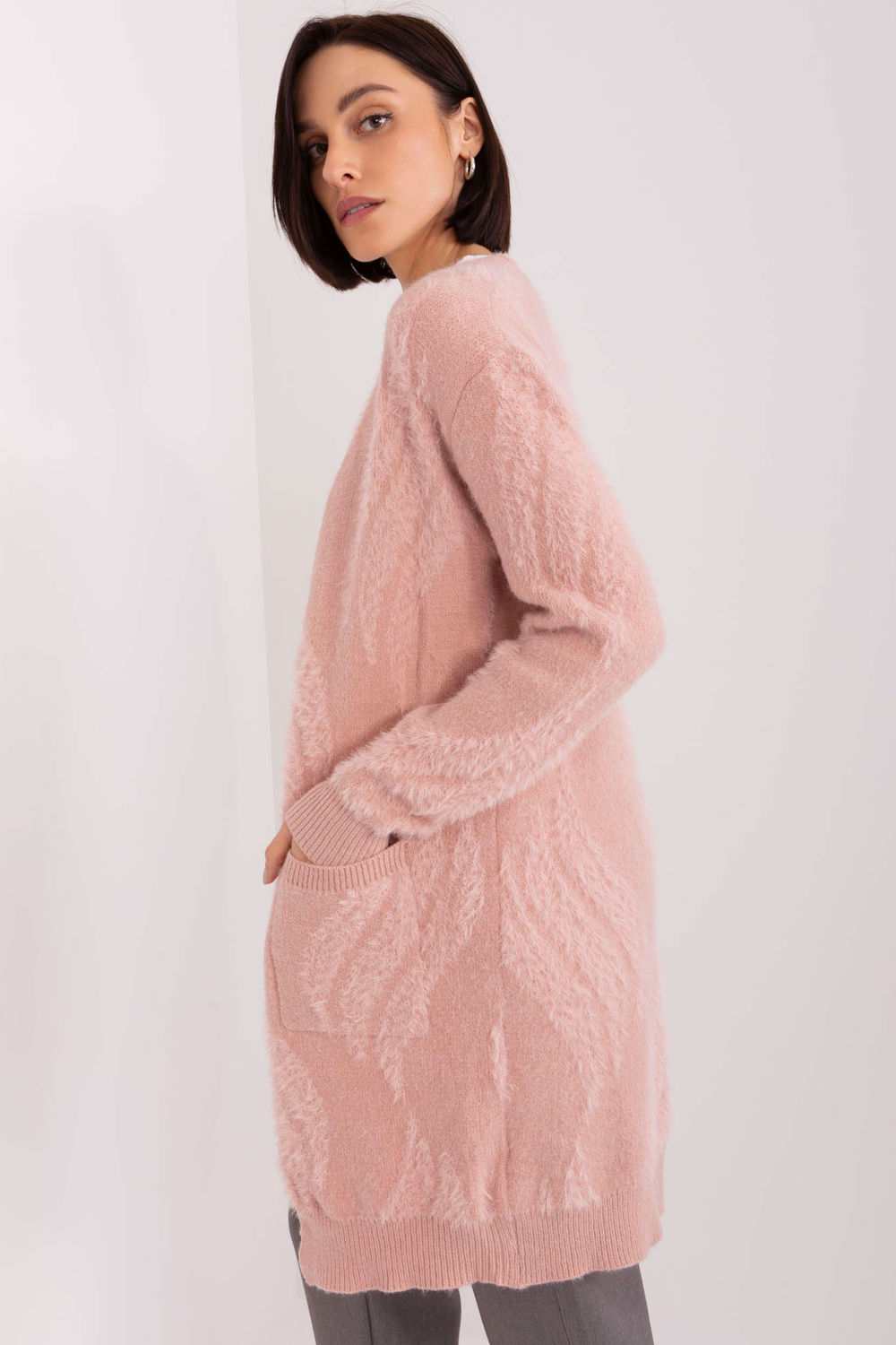 Sweter Kardigan Model AT-SW-234501.00P Light Pink - AT - obrazek 2