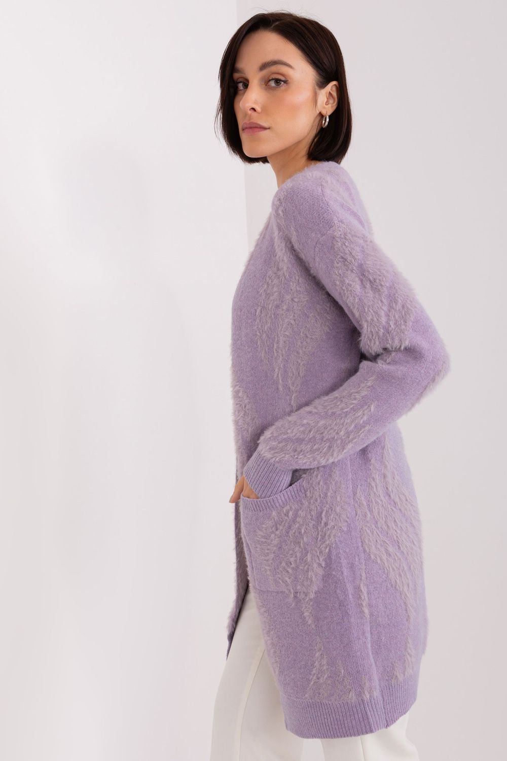 Sweter Kardigan Model AT-SW-234501.00P Light Violet - AT - obrazek 2