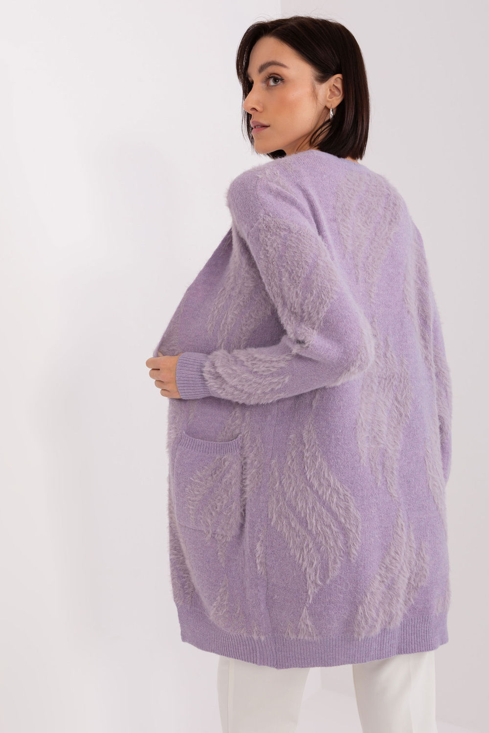 Sweter Kardigan Model AT-SW-234501.00P Light Violet - AT - obrazek 3