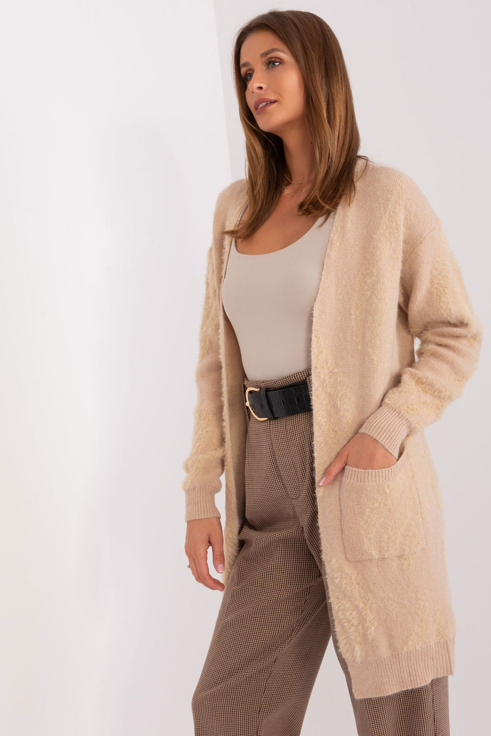 Sweter Kardigan Model AT-SW-234501.00P Beige - AT - obrazek 2