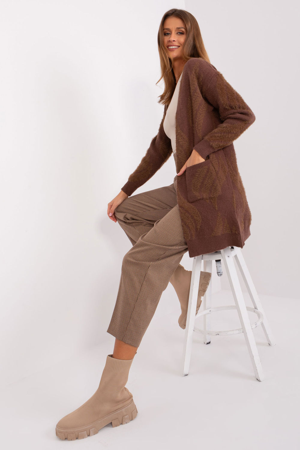 Sweter Kardigan Model AT-SW-234501.00P Brown - AT - obrazek 2