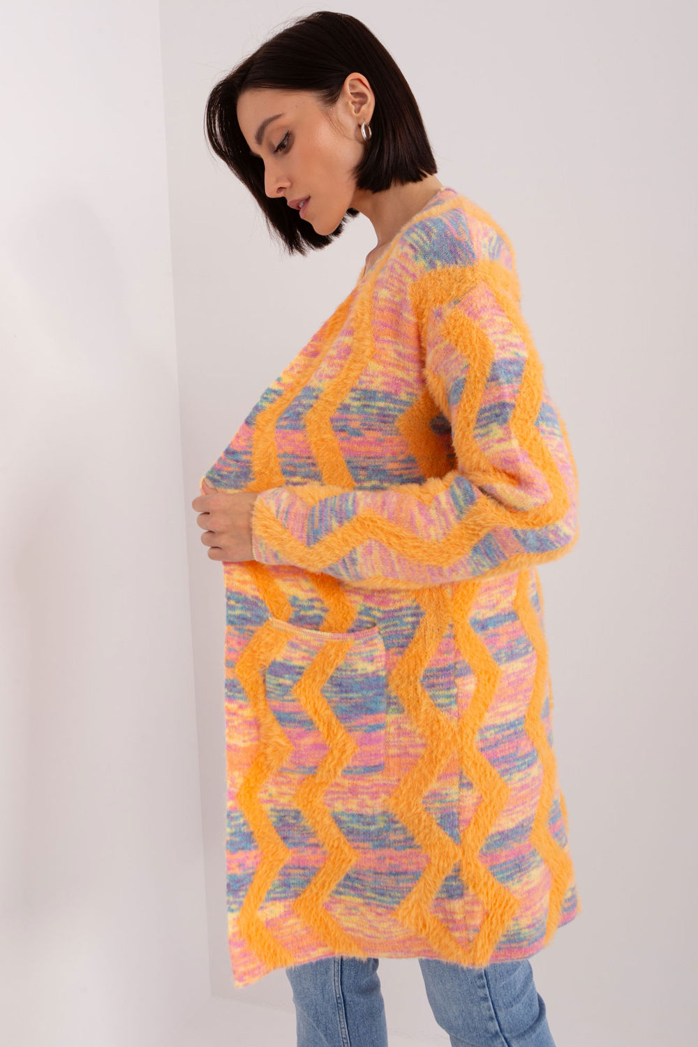 Sweter Kardigan Model AT-SW-234701.34 Orange - AT - obrazek 2