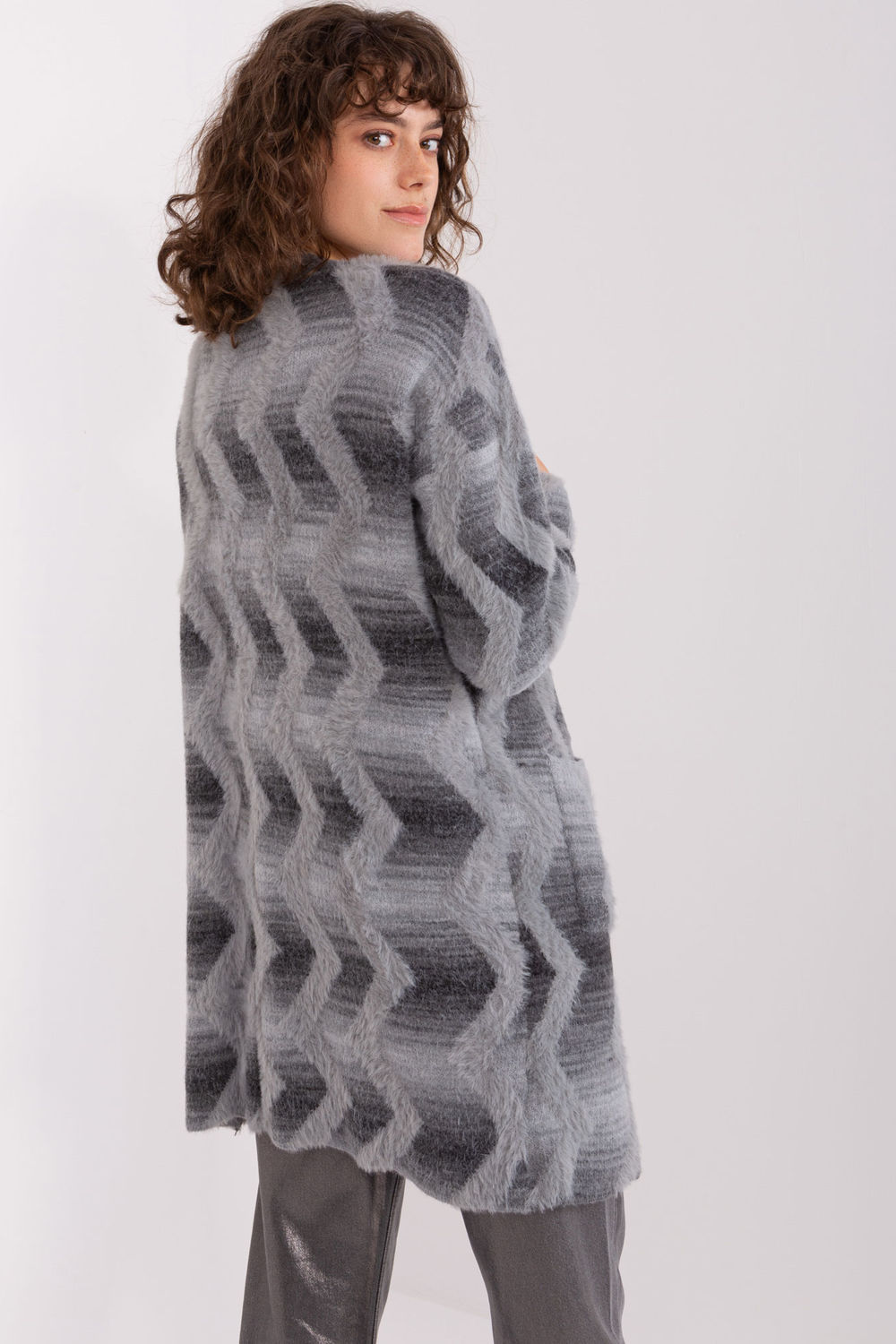 Sweter Kardigan Model AT-SW-234701.34 Grey - AT - obrazek 3
