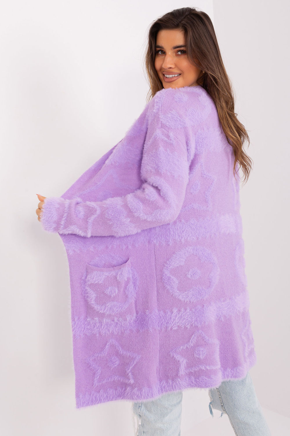 Sweter Kardigan Model AT-SW-234503.00P Light Violet - AT - obrazek 3