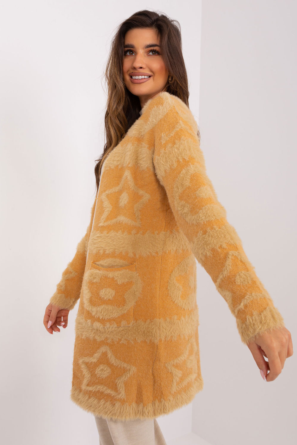 Sweter Kardigan Model AT-SW-234503.00P Camel - AT - obrazek 2