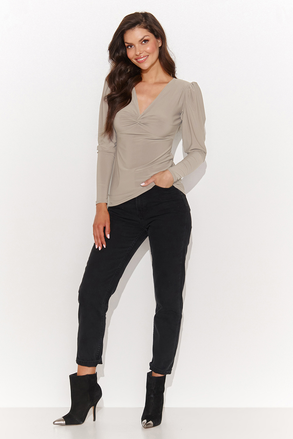 Bluzka Model NU461 Light Beige - Numinou - obrazek 2