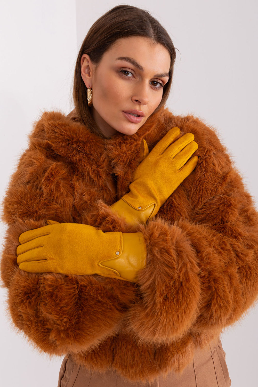 Rękawiczki Model AT-RK-239507.26P Dark Yellow - AT - obrazek 3