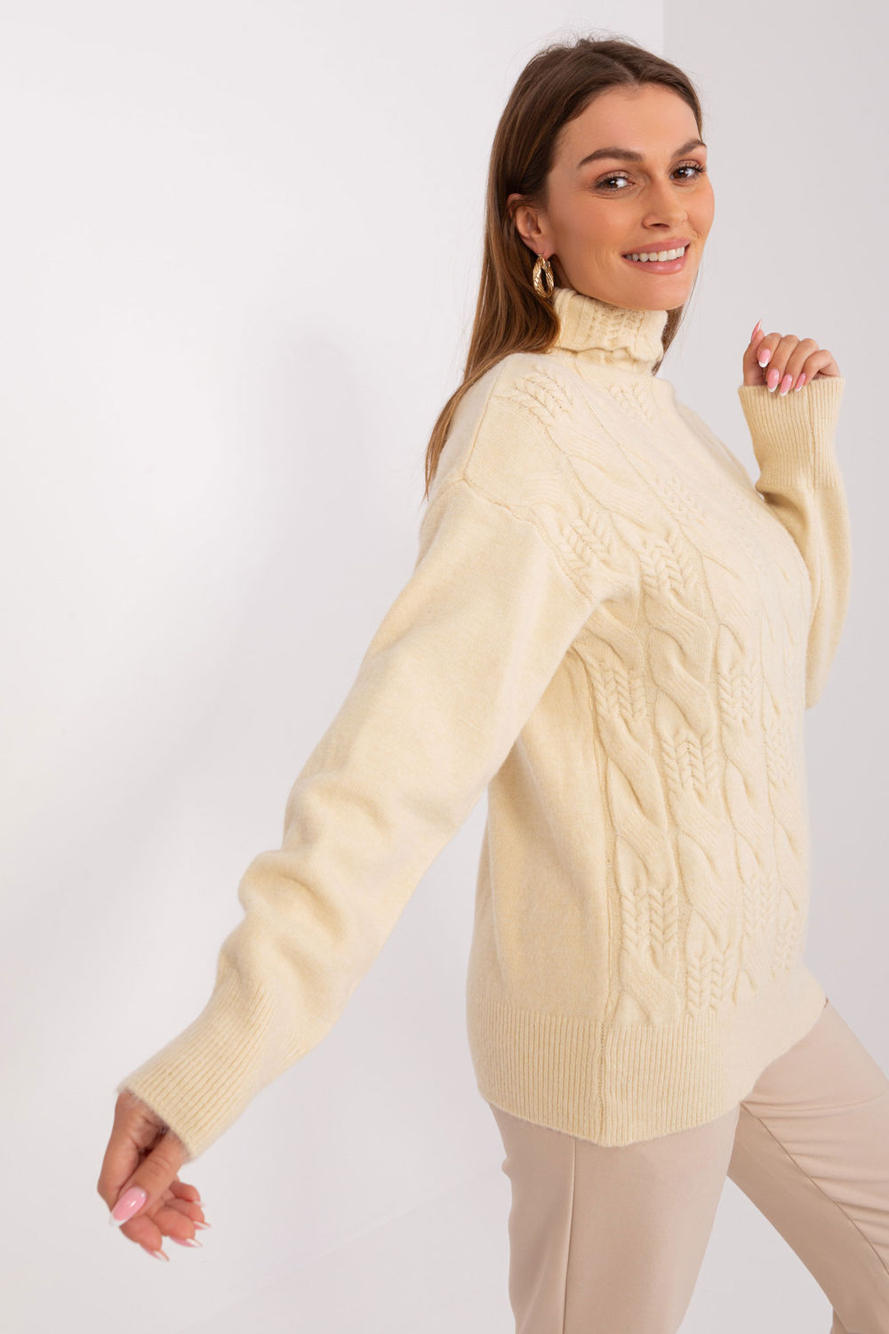 Golf Damski Model AT-SW-23401.97P Light Beige - AT - obrazek 2