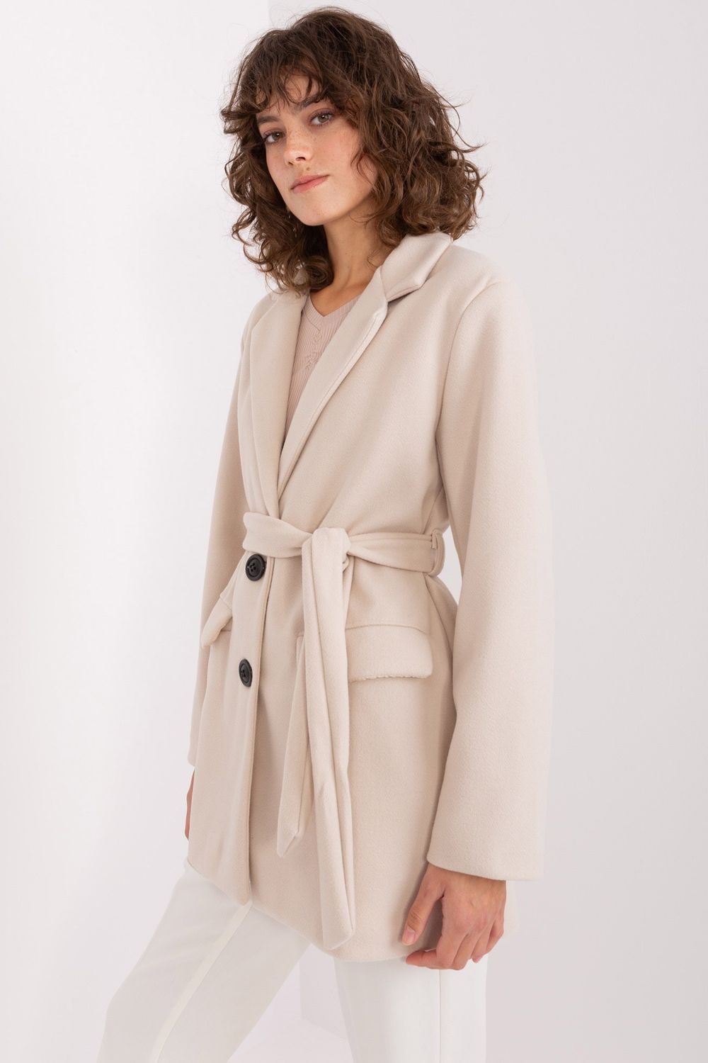 Płaszcz Damski Model TW-PL-BI-2022320.01X Light Beige - Och Bella - obrazek 2