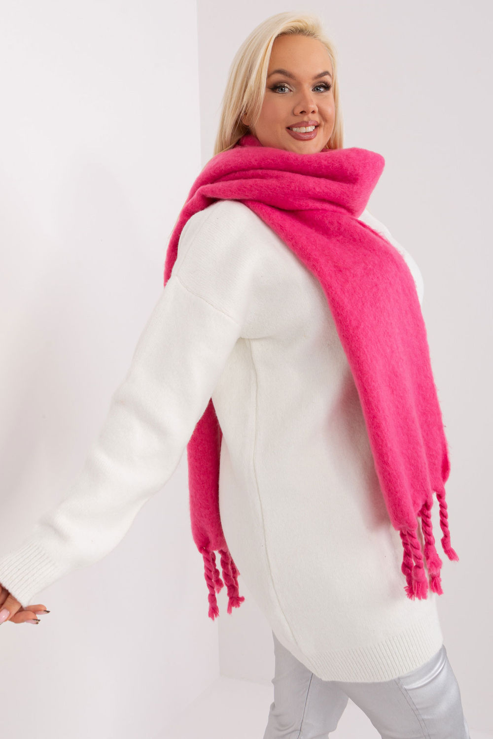 Szalik Model AT-SZ-2313502.53P Dark Pink - AT - obrazek 2