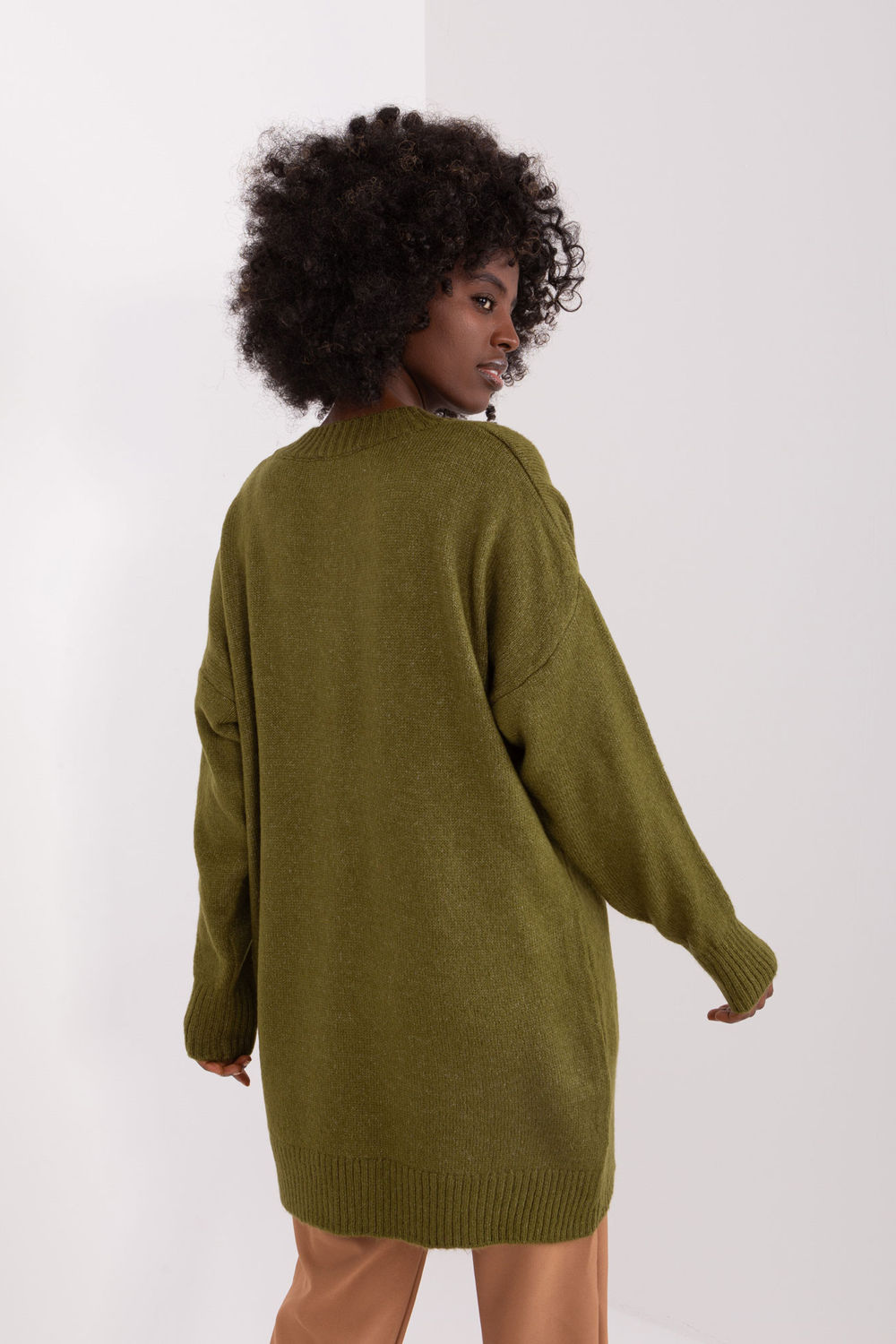 Sweter Damski Model BA-SW-0577.32X Khaki - Badu - obrazek 3