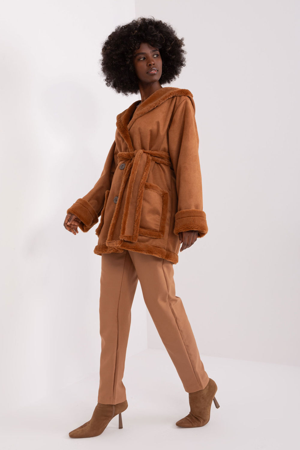 Płaszcz Damski Model LK-KR-509459.96P Light Brown - Lakerta - obrazek 4