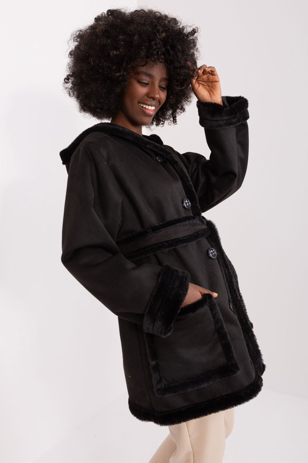Płaszcz Damski Model LK-KR-509459.96P Black - Lakerta - obrazek 2