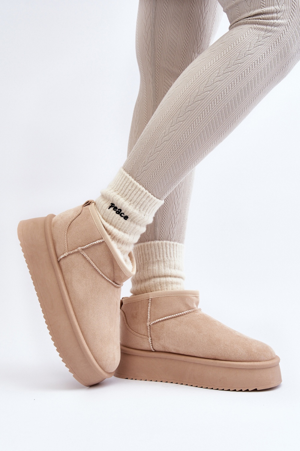 Śniegowce Model Caliksa UA-1855 Beige - Step in style - obrazek 2