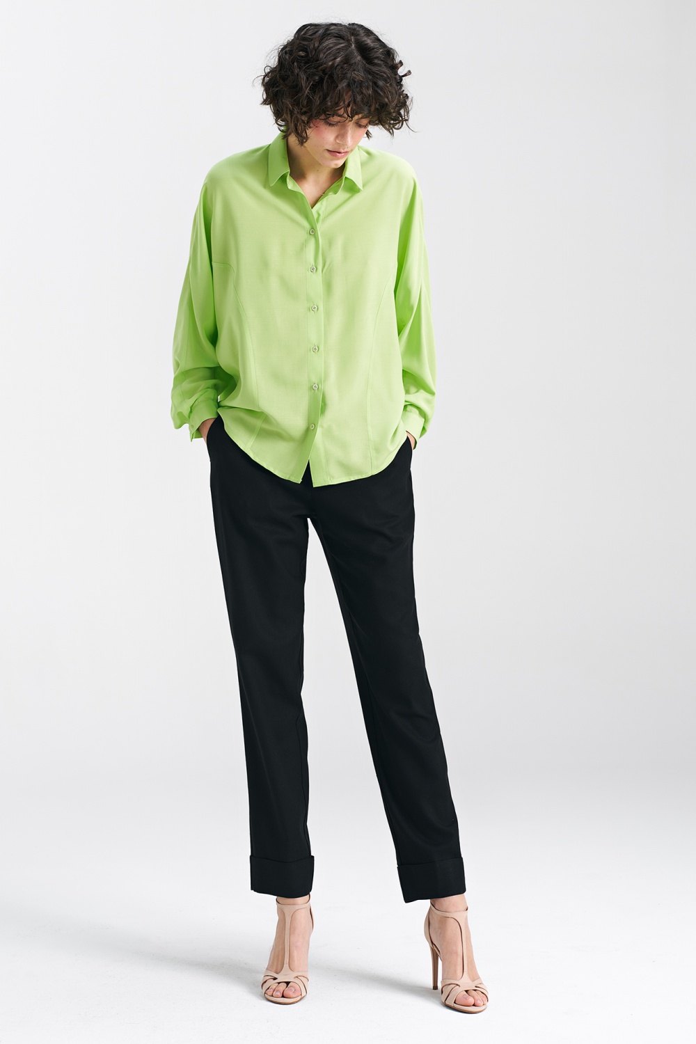 Bluzka oversize fason nietoperz B158 Limonka - Nife - obrazek 2