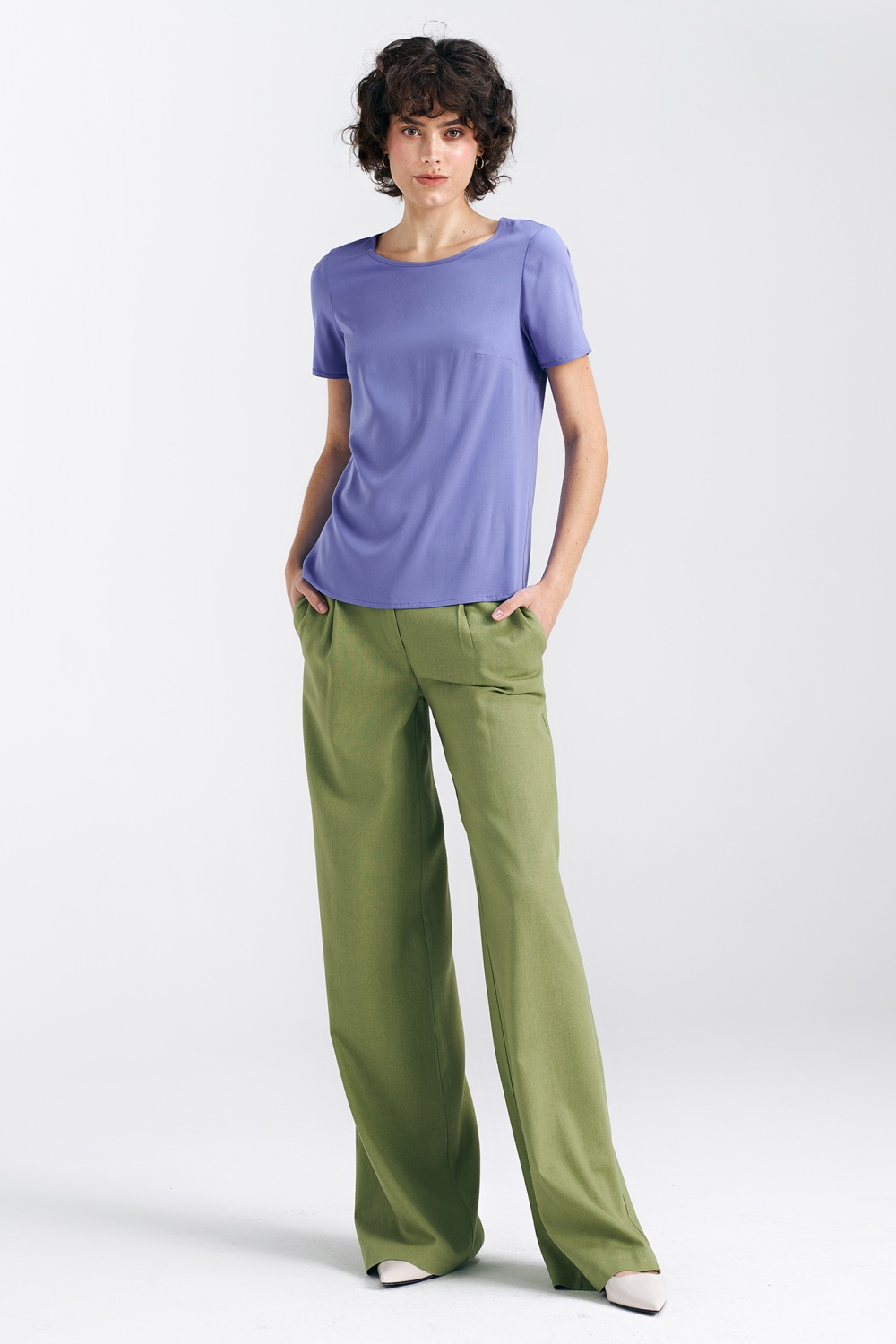 Bluzka basic z krótkim rękawem B160 Violet - Nife - obrazek 2