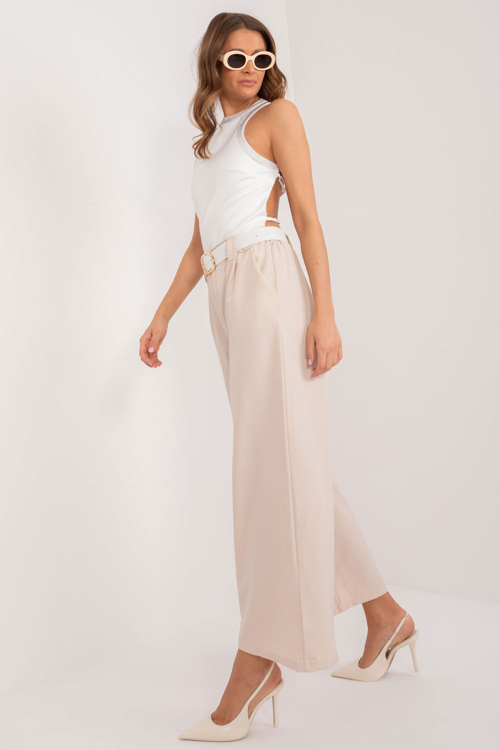 Spodnie Damskie Model DHJ-SP-5583.88 Light Beige - Italy Moda - obrazek 2