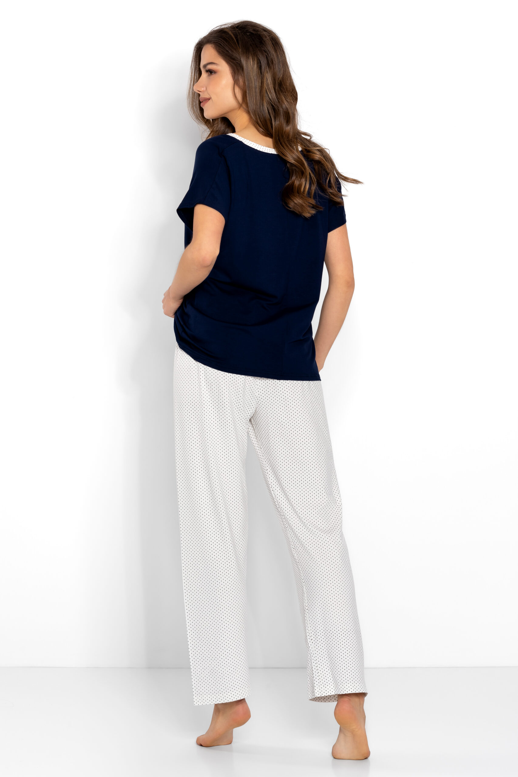 Piżama Damska Model Cindy 223554 Navy/Ecru - Momenti Per Me - obrazek 2