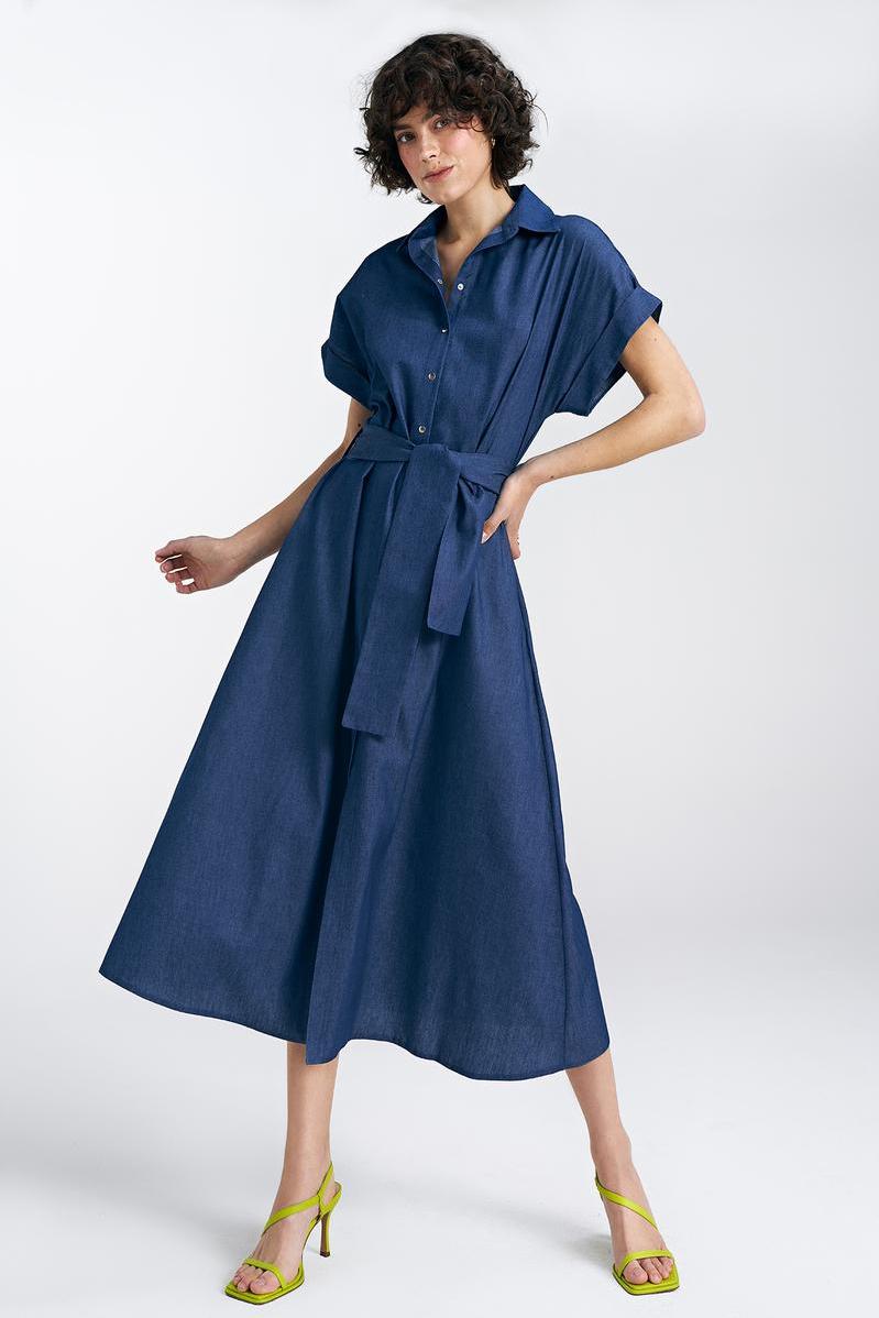 Sukienka jeansowa, luźna S242 Denim - Nife - obrazek 2