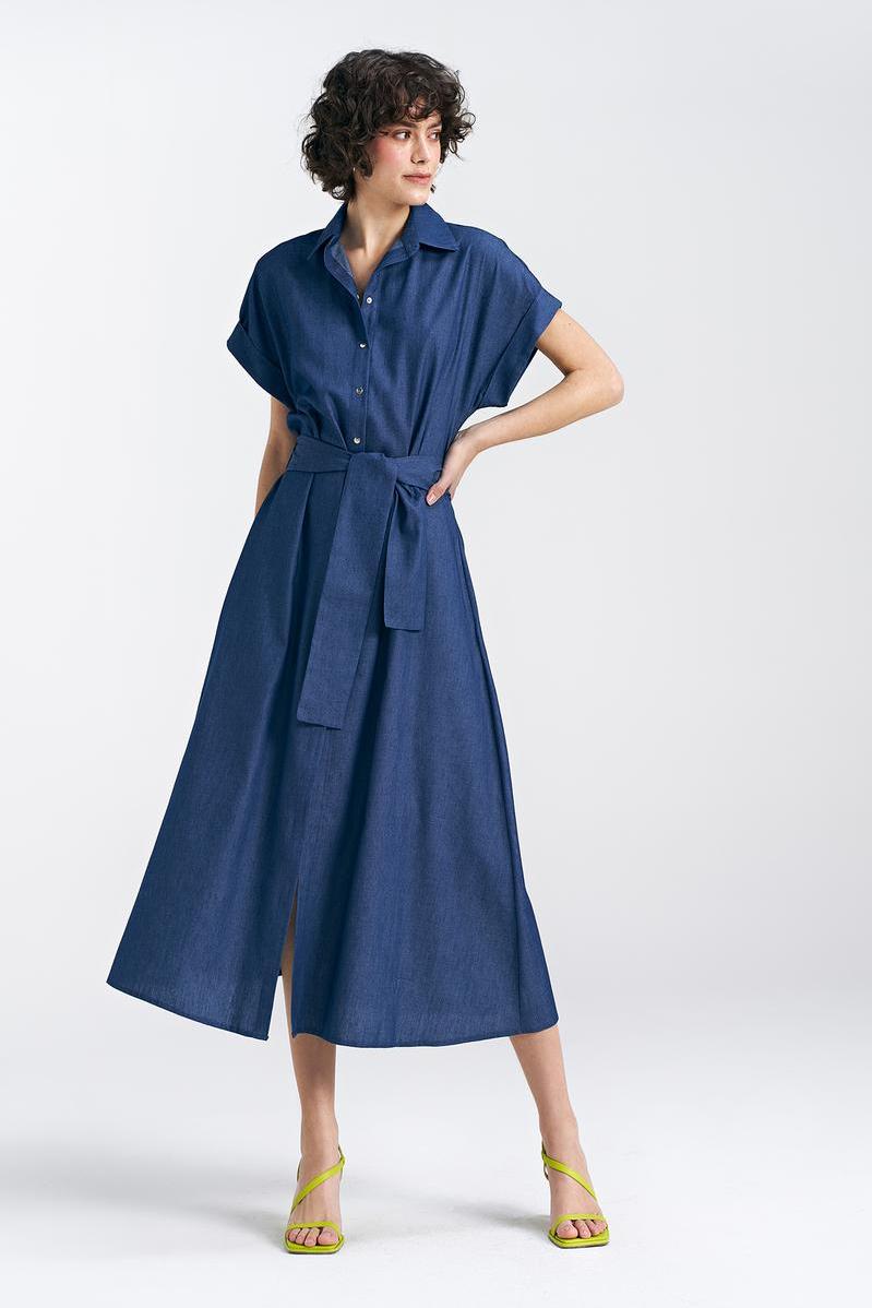 Sukienka jeansowa, luźna S242 Denim - Nife - obrazek 4