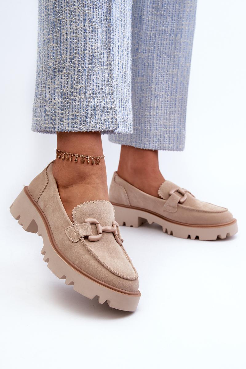 Mokasyny Model DA TW117 Beige - Step in style - obrazek 2