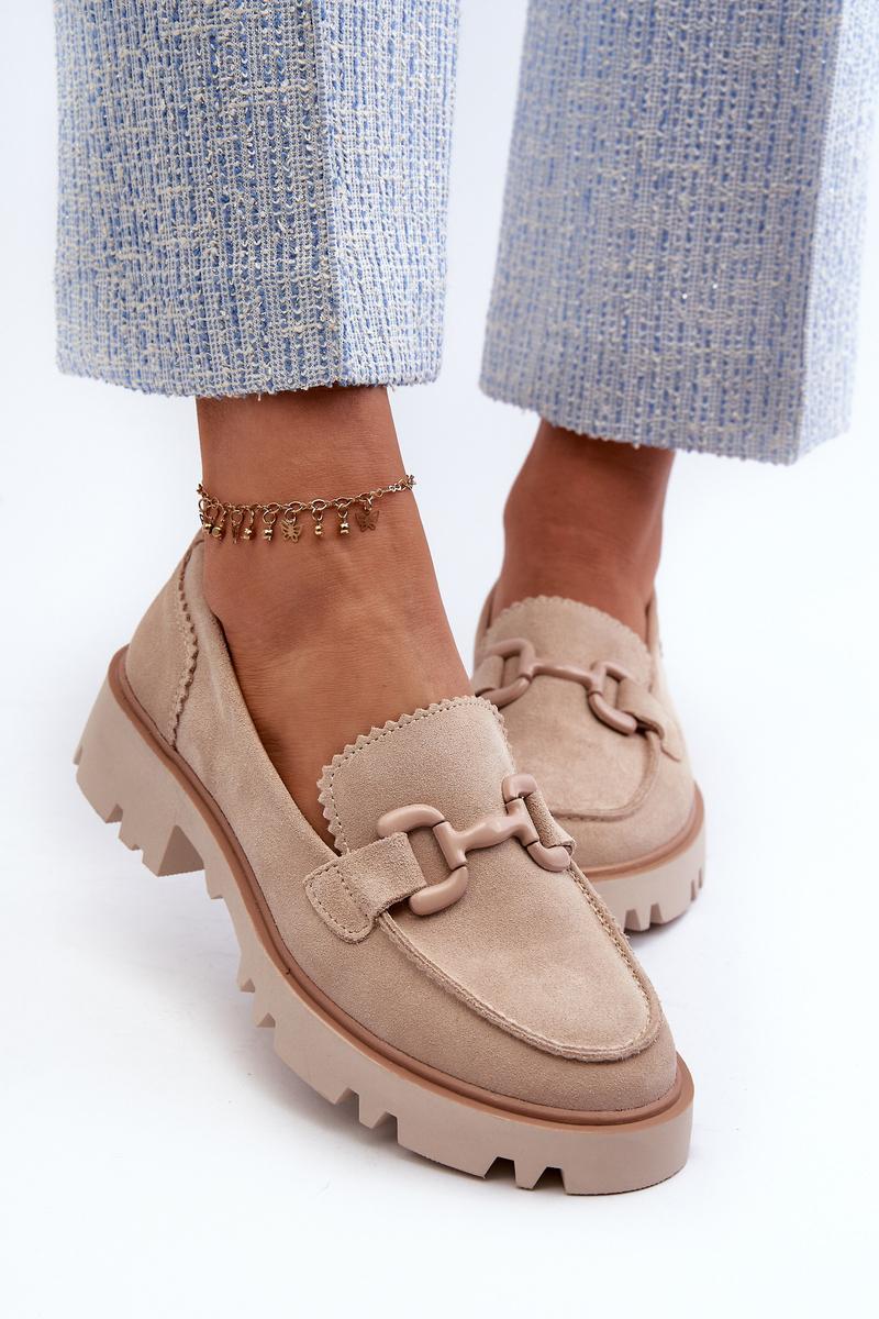 Mokasyny Model DA TW117 Beige - Step in style - obrazek 3