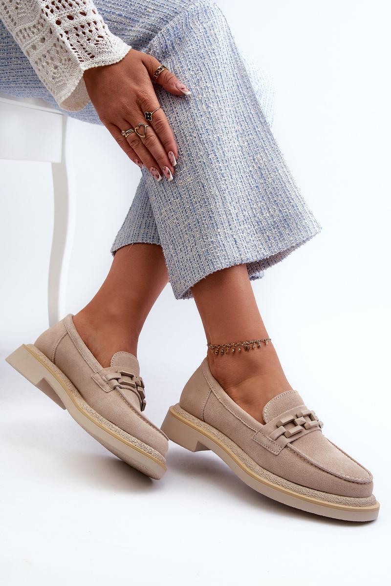 Mokasyny Model DA TW101 Beige - Step in style - obrazek 3