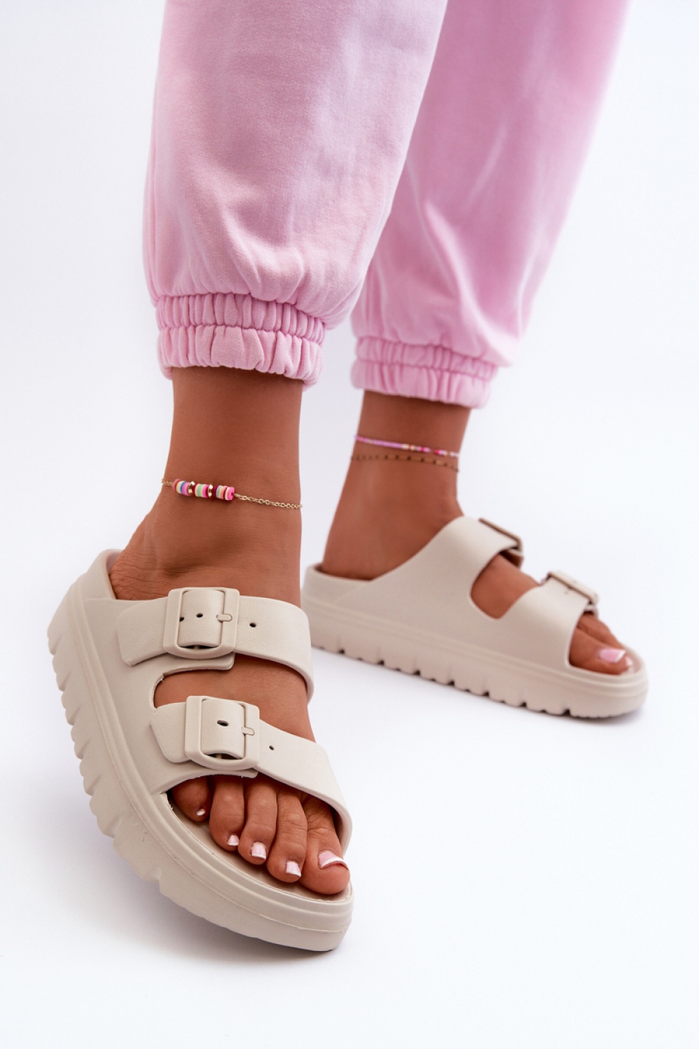 Sandał Klapki Model Melorea 24SD97-5610 Beige - Step in style - obrazek 3