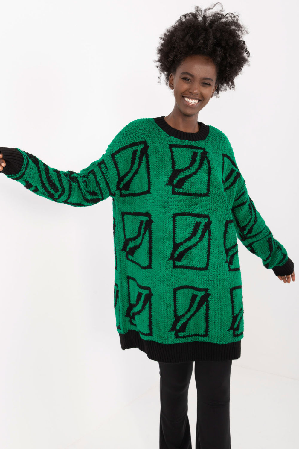 Sweter Damski Model BA-SW-0277.02 Green - Badu - obrazek 3