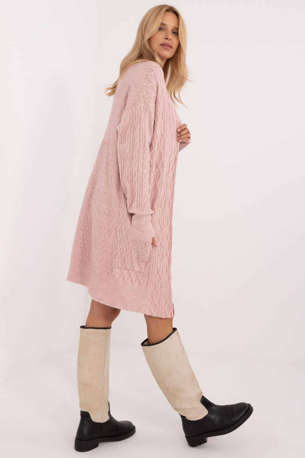 Sweter Kardigan Model AT-SW-2366.61 Light Pink - AT - obrazek 2