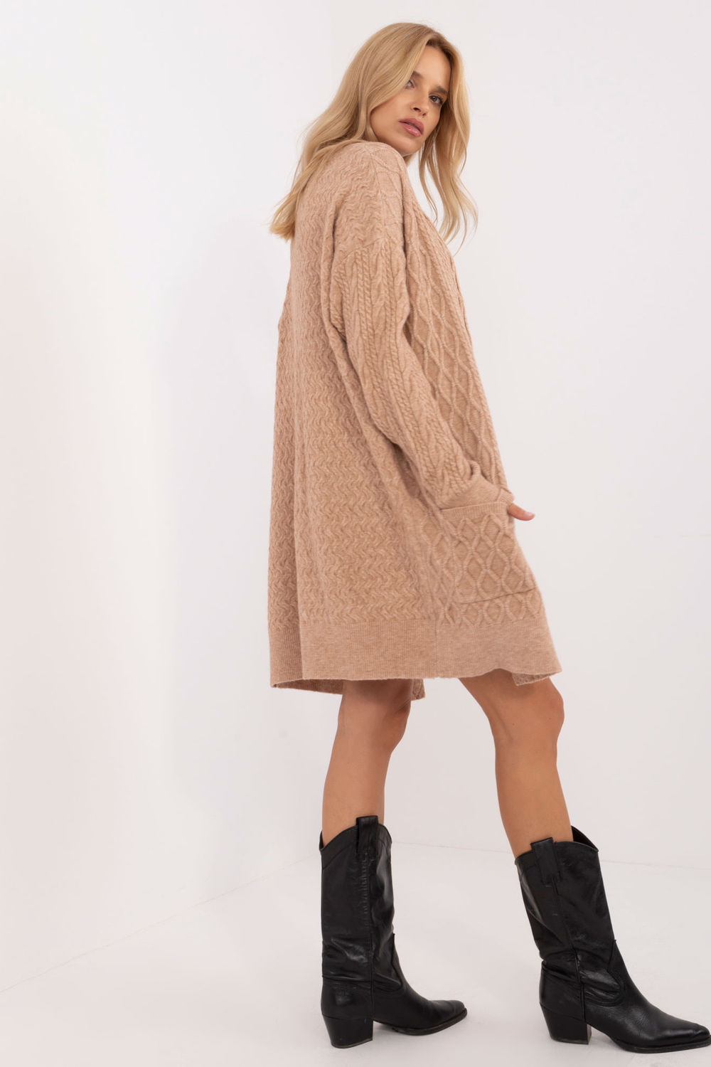 Sweter Kardigan Model AT-SW-2366.61 Camel - AT - obrazek 2