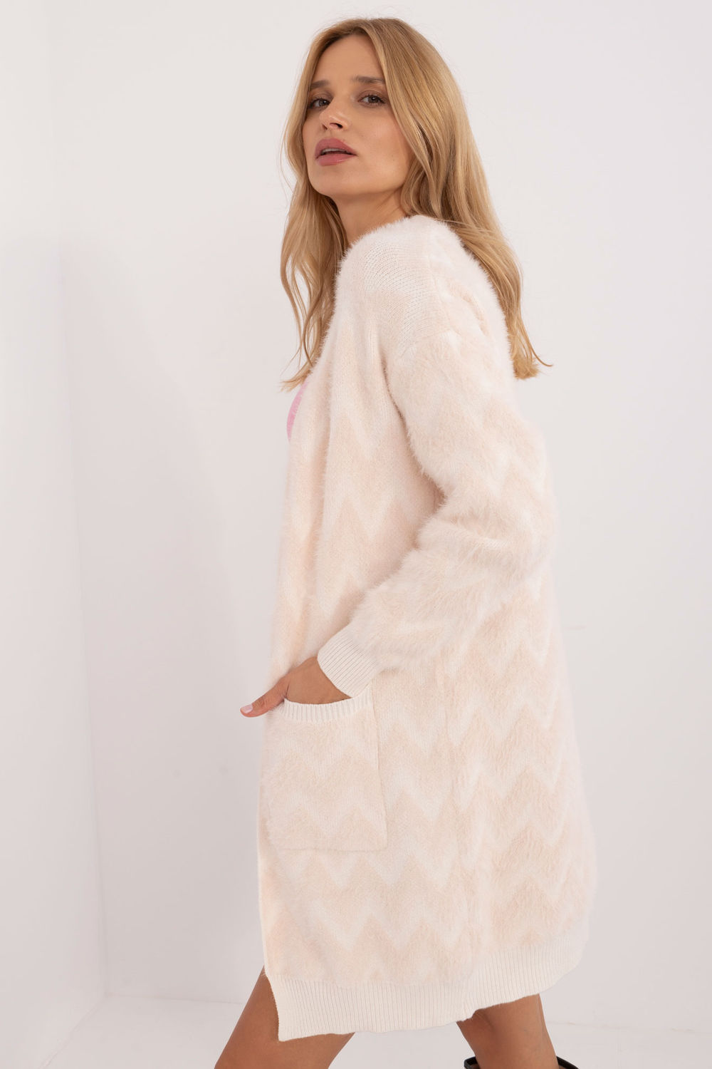Sweter Kardigan Model AT-SW-2340-A.00 Light Beige - AT - obrazek 2