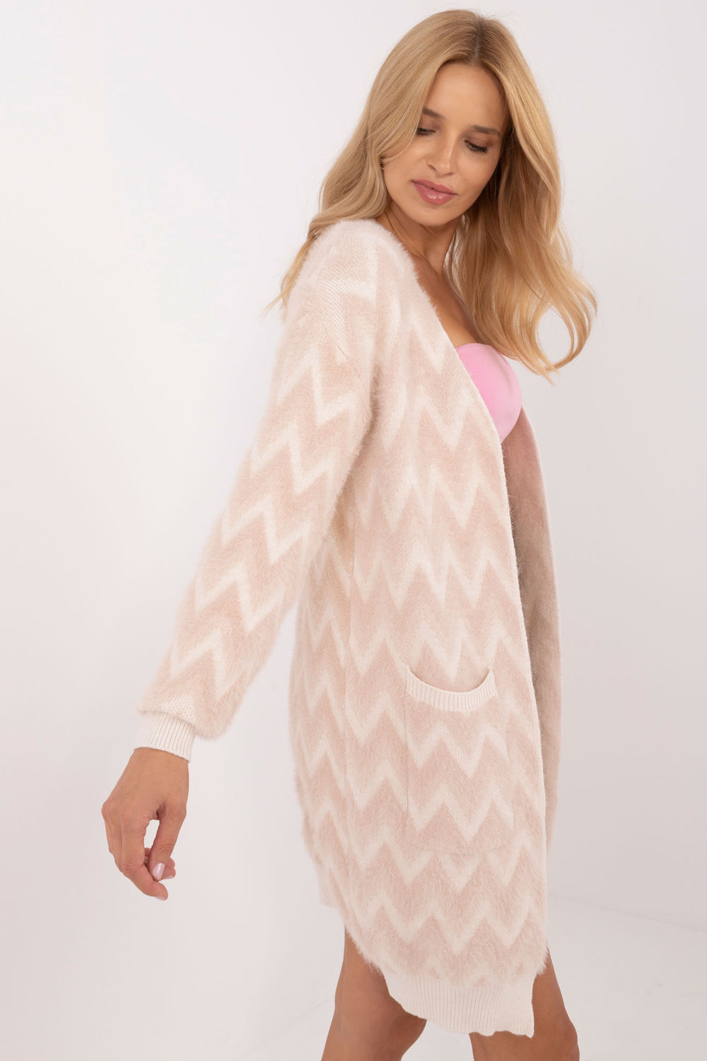 Sweter Kardigan Model AT-SW-2340-A.00 Beige - AT - obrazek 2