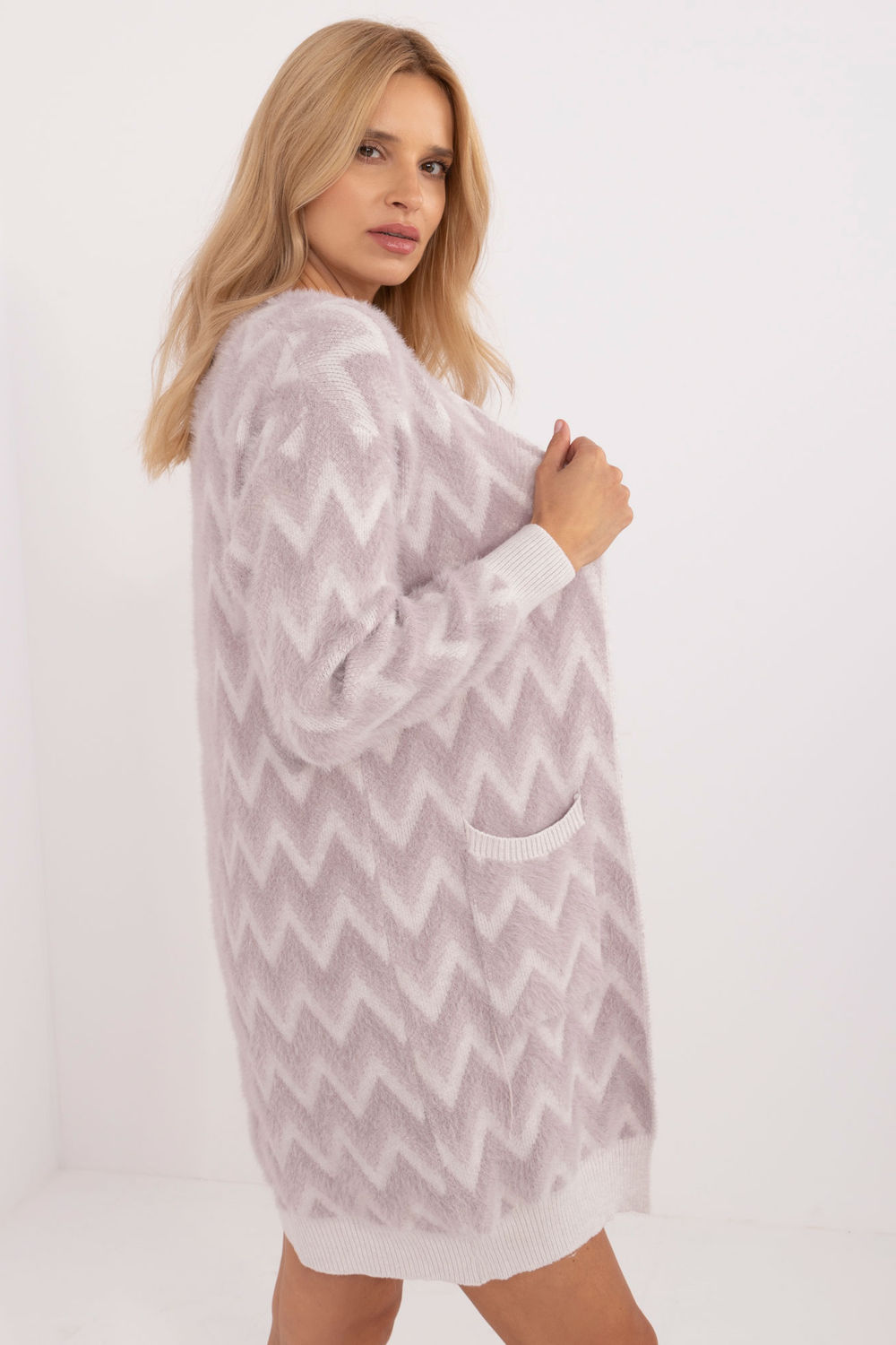 Sweter Kardigan Model AT-SW-2340-A.00 Light Violet - AT - obrazek 2