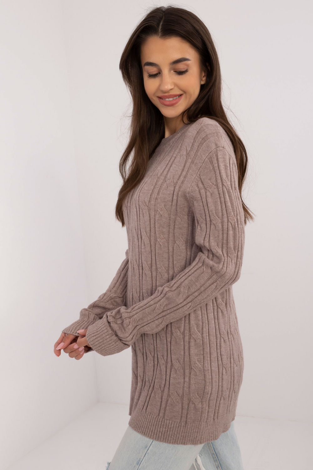 Sweter Damski Model AT-SW-2343.88 Dark Beige - AT - obrazek 2