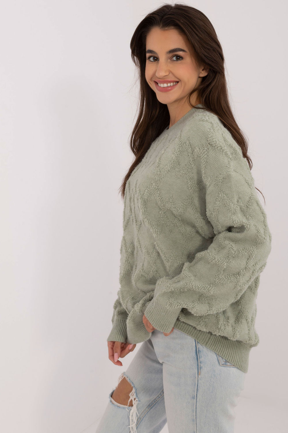 Sweter Damski Model AT-SW-2361.61 Pistacja - AT - obrazek 3
