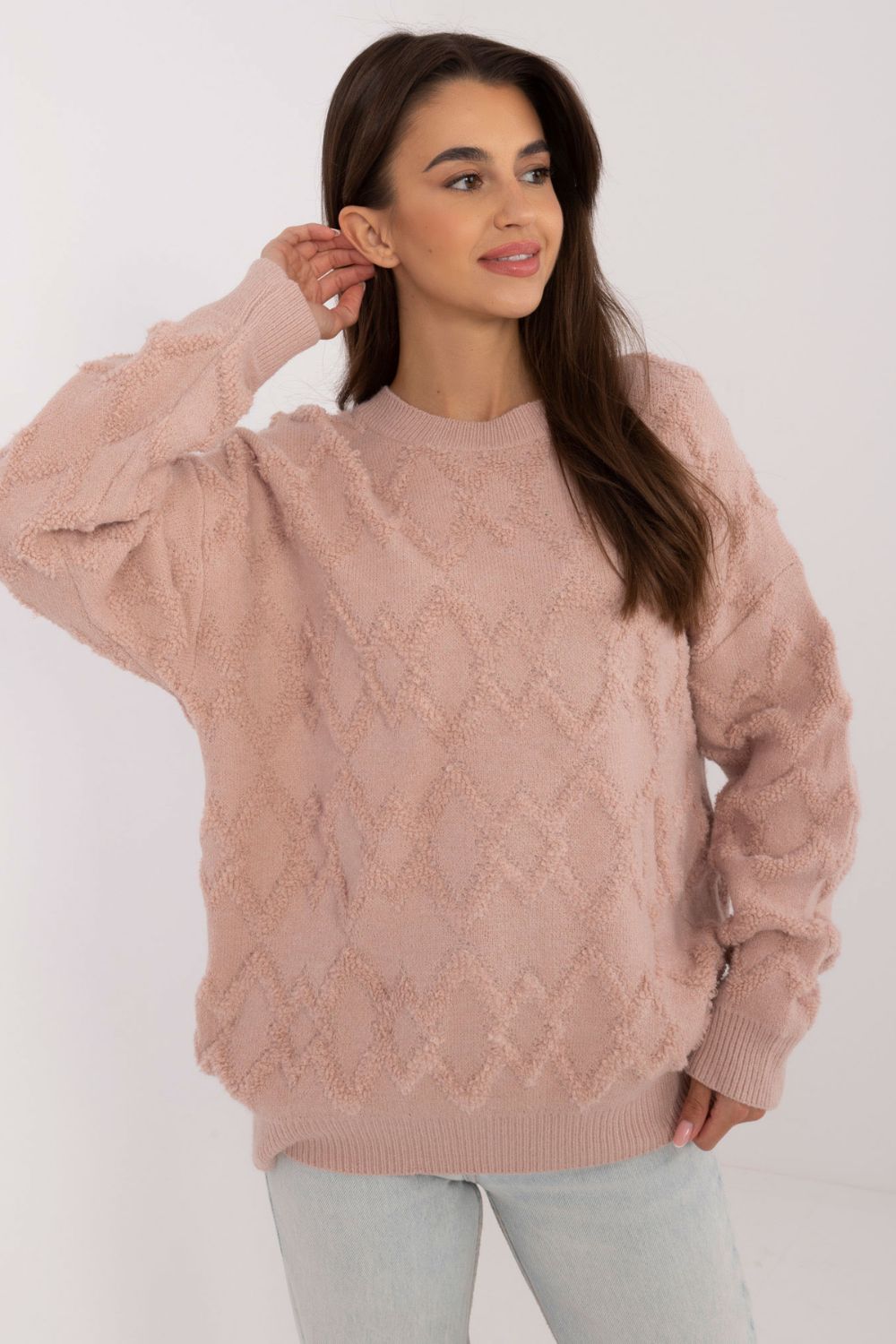 Sweter Damski Model AT-SW-2361.61 Dark Pink - AT - obrazek 3
