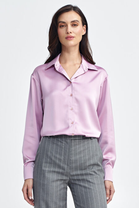 Satynowa koszula body K80 Pink - Nife