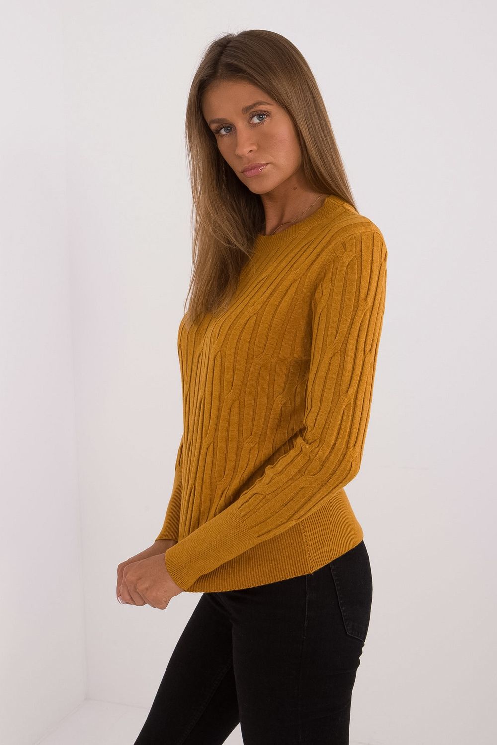 Sweter Damski Model AT-SW-2338-2.00 Dark Yellow - AT - obrazek 2