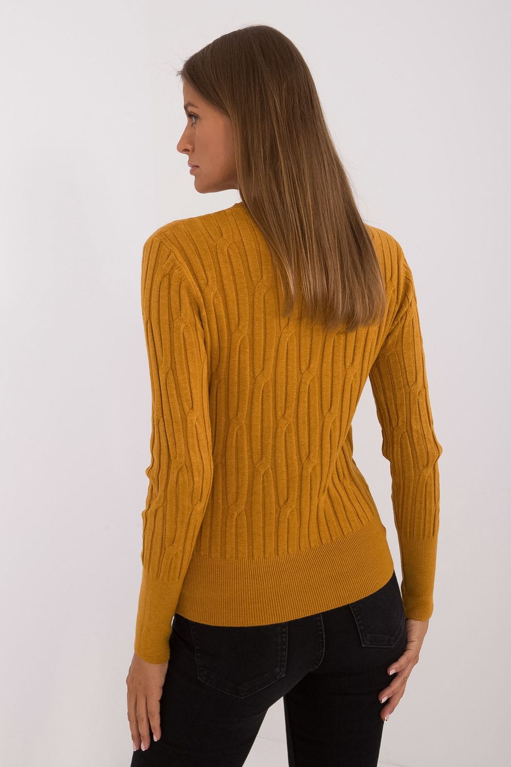 Sweter Damski Model AT-SW-2338-2.00 Dark Yellow - AT - obrazek 3