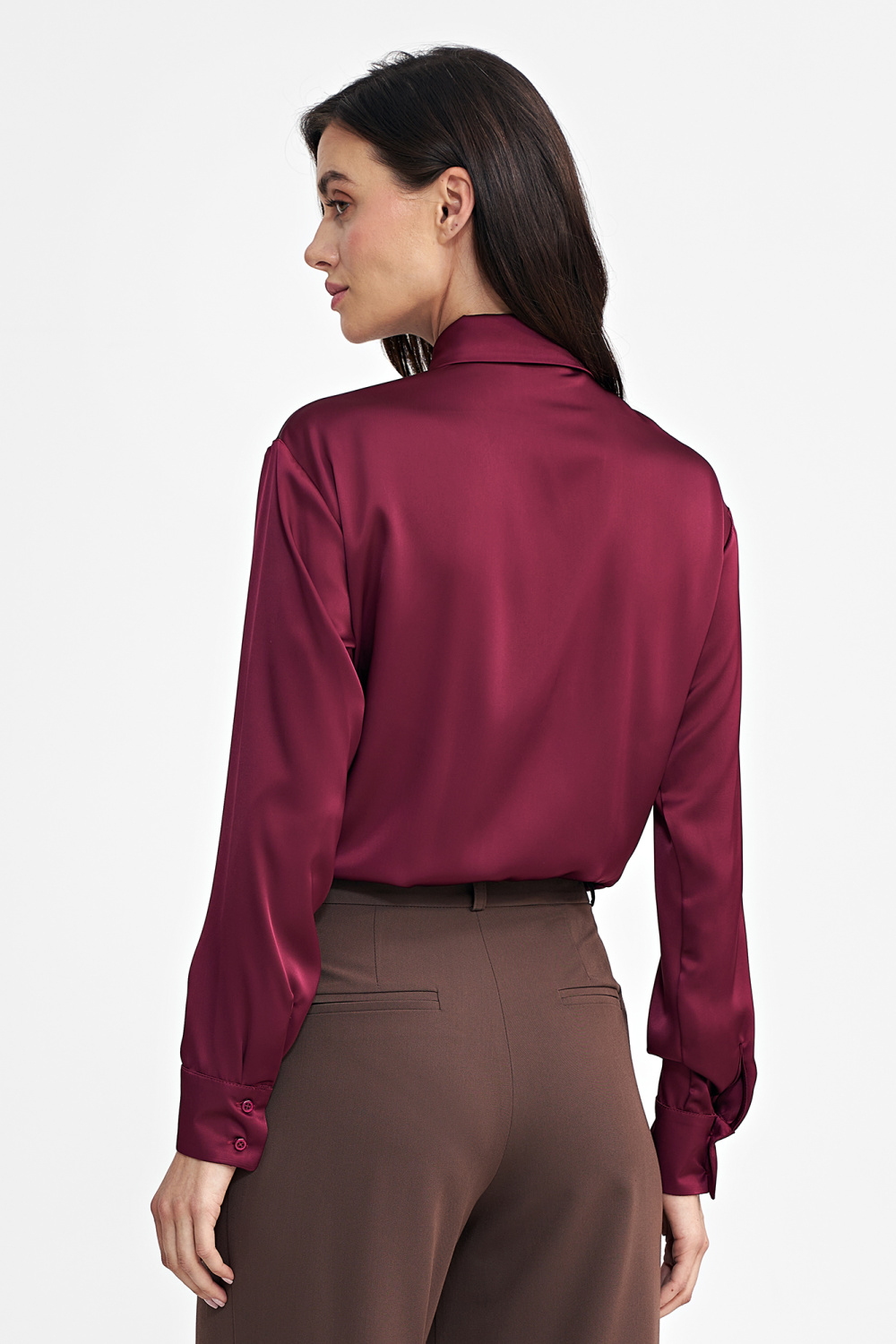 Satynowa koszula body K80 Bordo - Nife - obrazek 3