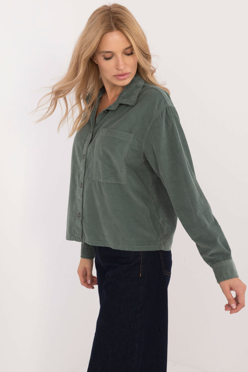 Koszula Damska Model D70046M11184A1 Dark Green - Sublevel - obrazek 3