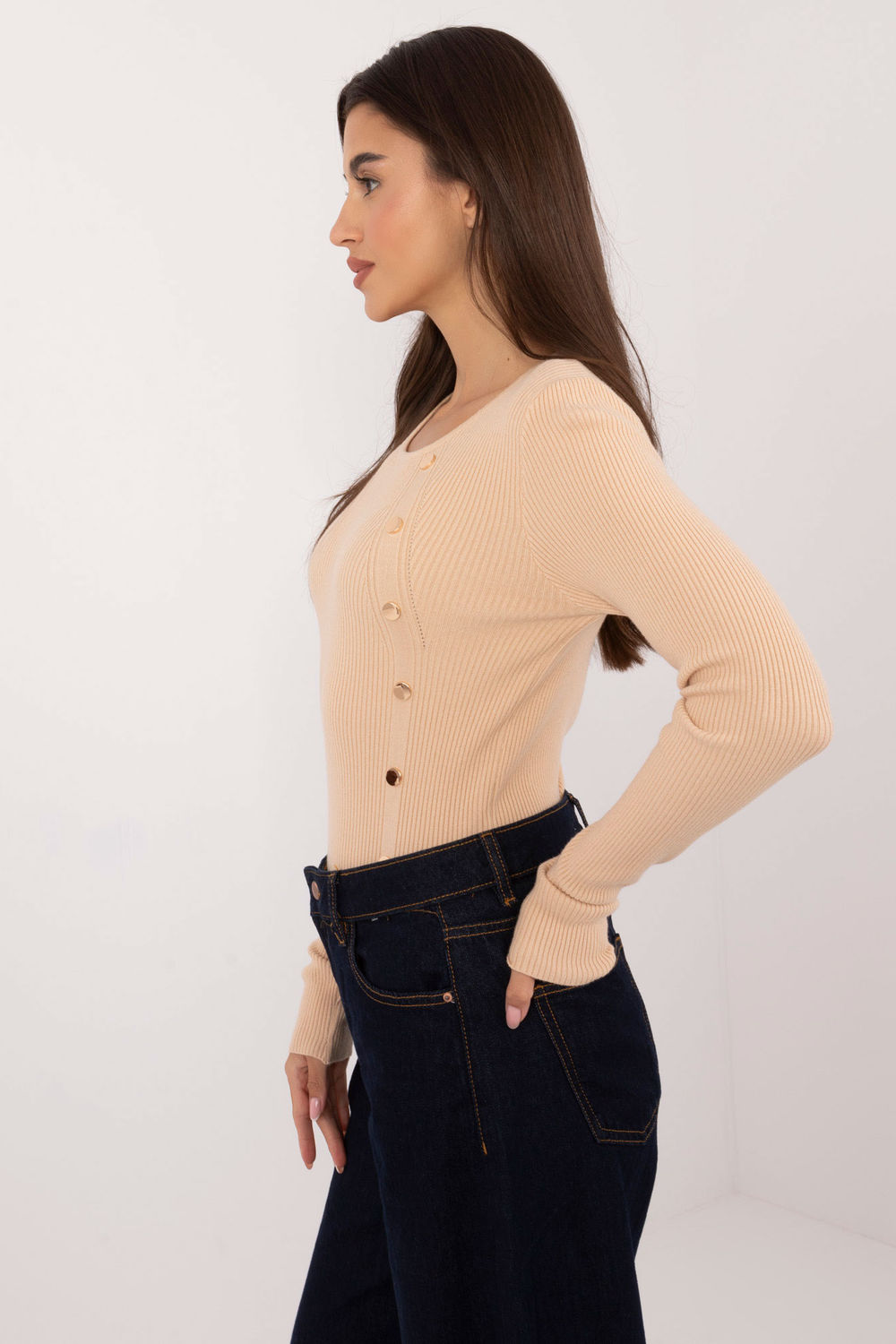 Sweter Damski Model AT-SW-2332-2.62 Beige - AT - obrazek 2