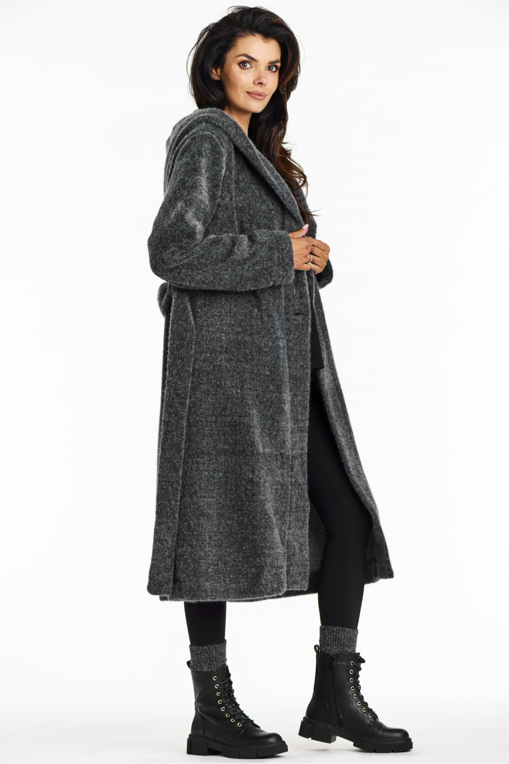 Płaszcz Damski Model A682 Grey - awama - obrazek 2