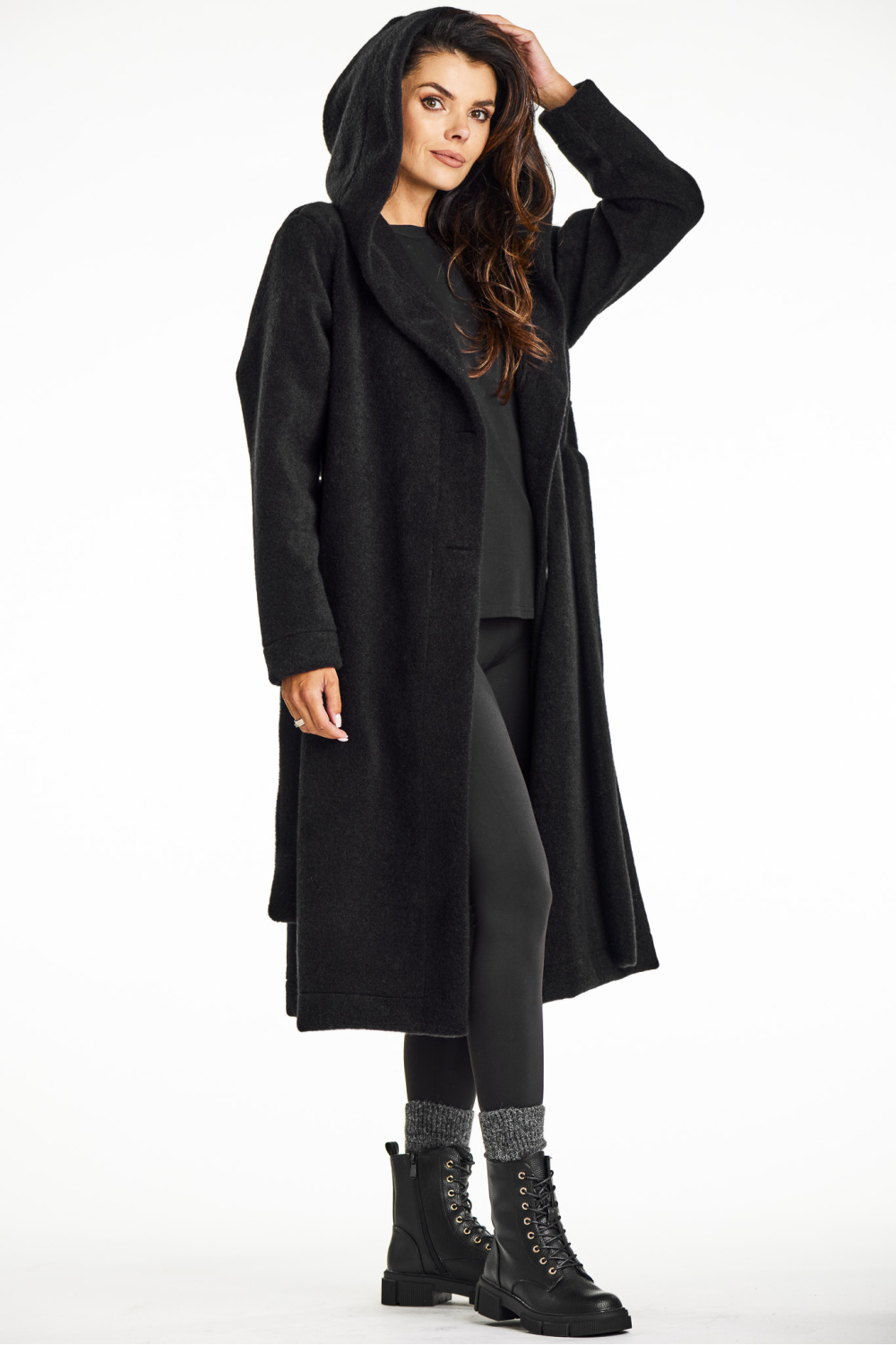 Płaszcz Damski Model A682 Black - awama - obrazek 2