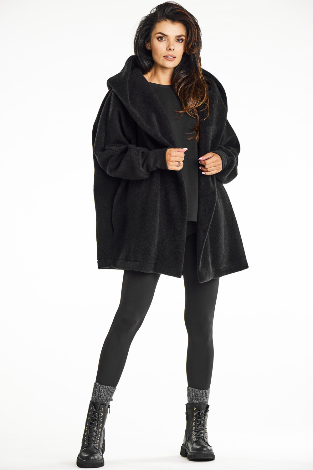 Płaszcz Damski Model A681 Black - awama - obrazek 2