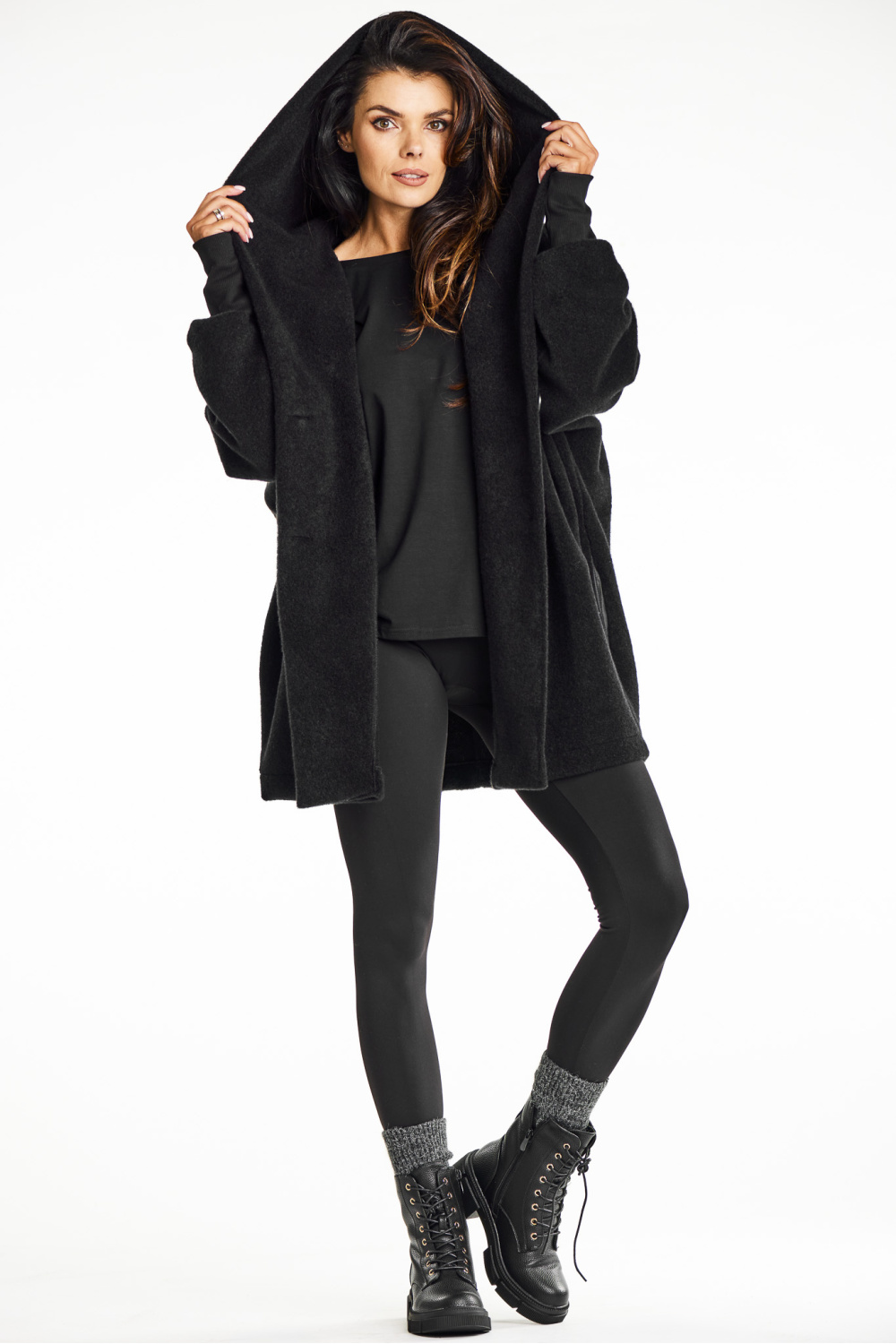 Płaszcz Damski Model A681 Black - awama - obrazek 4